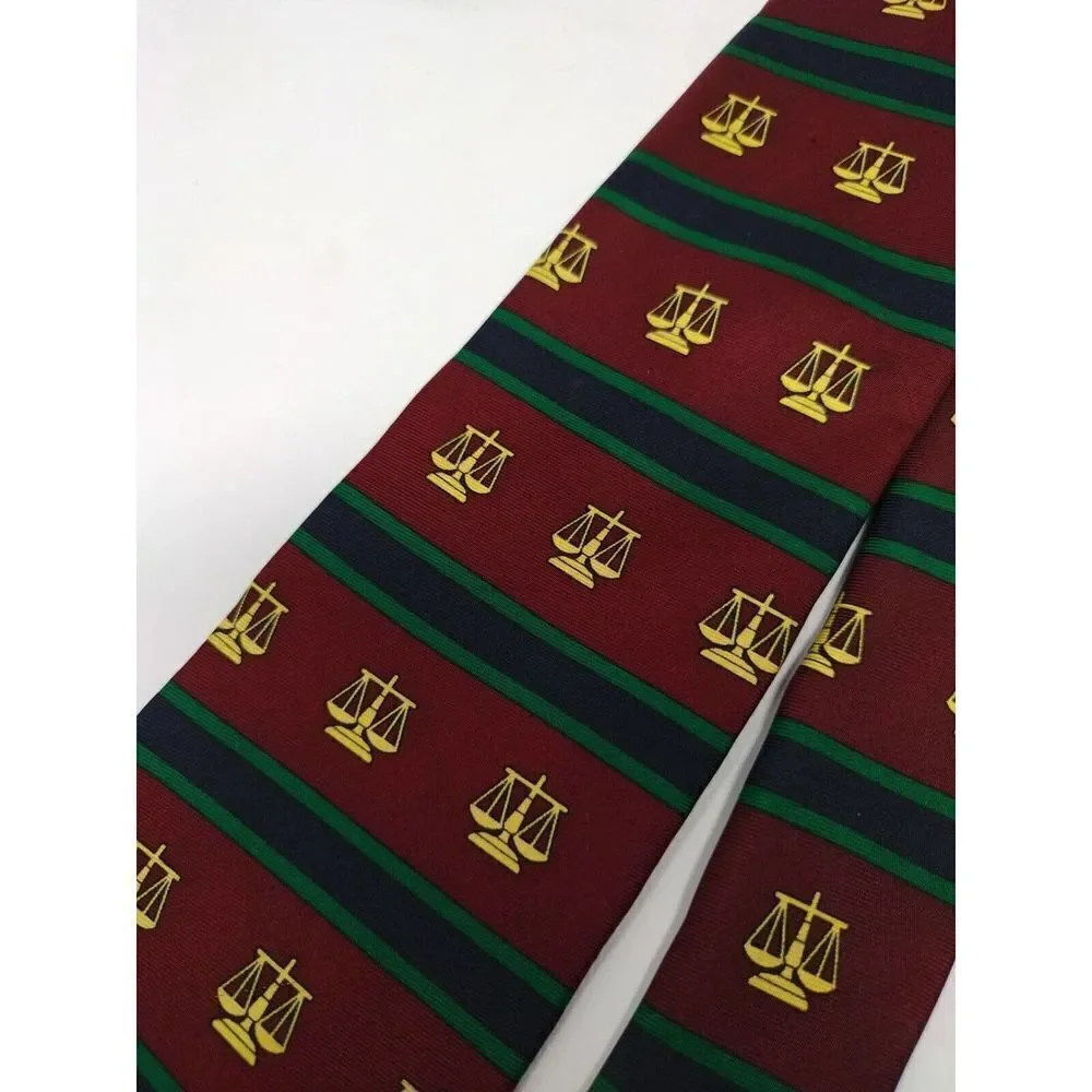 Alynn Neckwear Tie Lot Of 2 Scales Of Justice and In Vino Veritas USA Made Silk